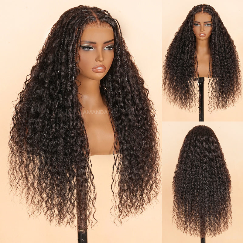 Onimehair™Glueless Exquisite Long Loose Curls with Braided Parting 7x5 / 13x4 HD Transparent Lace Front Human Hair Wig-Amanda Hair