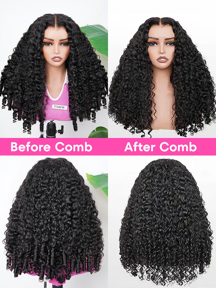 Onimehair™ 360 Fit Wig Pre-Bleached Burmese Curly Human Hair Pre-Cut 360 Lace Wear Go Glueless Wig Pre-Plucked