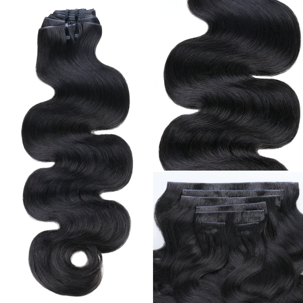 Onime Upgraded Invisi Edge Seamless Clip in Hair Extensions Body Wave Human Hair