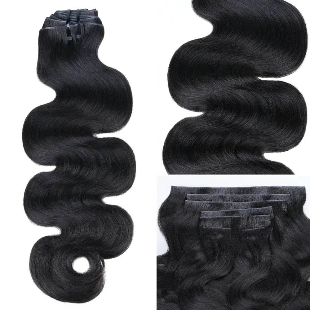 Onime Upgraded Invisi Edge Seamless Clip in Hair Extensions Body Wave Human Hair