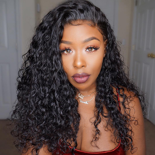 Onimehair 360 Water Wave Invisi Draw Strings Wear Go Glueless Pre-Bleached And Pre-Cut Lace Human Hair Wig