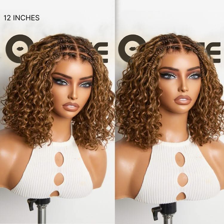 Exclusive Deal | Boho Braids Deep Curly Glueless 5x5 Closure Lace with Braided Top Human Hair Wig Pre-Cut Lace - Onime Hair