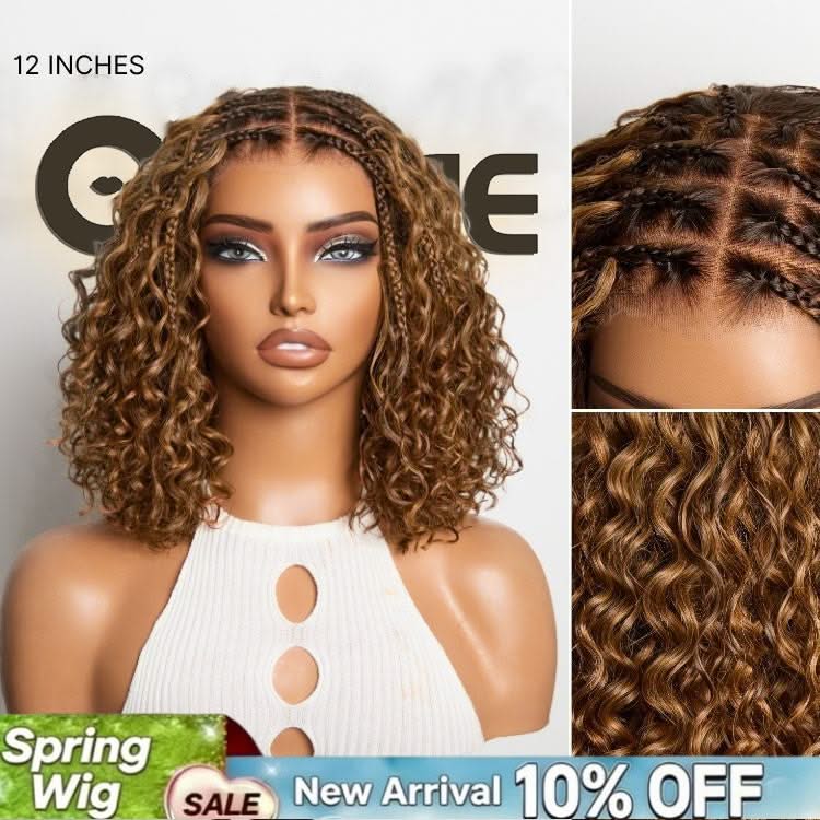 Deep curly boho braid lace front wig with braided top, 5x5 closure, human hair, glueless, pre-cut lace by mysite