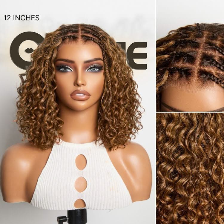 Exclusive Deal | Boho Braids Deep Curly Glueless 5x5 Closure Lace with Braided Top Human Hair Wig Pre-Cut Lace - Onime Hair