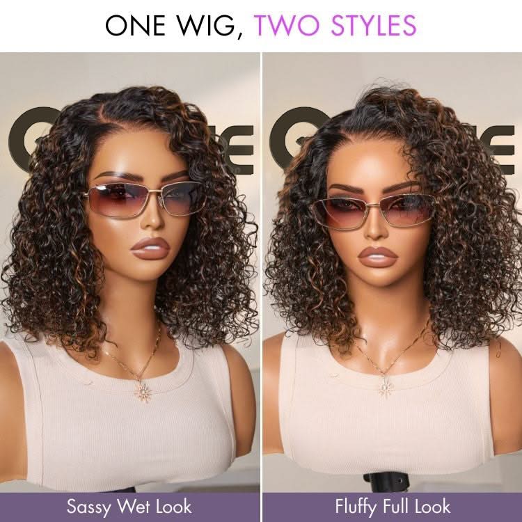 Wet and Wavy 5x5 Closure Pre-Cut Lace Water Wave Wig Glueless Side Part Human Hair Wig - Onime Hair