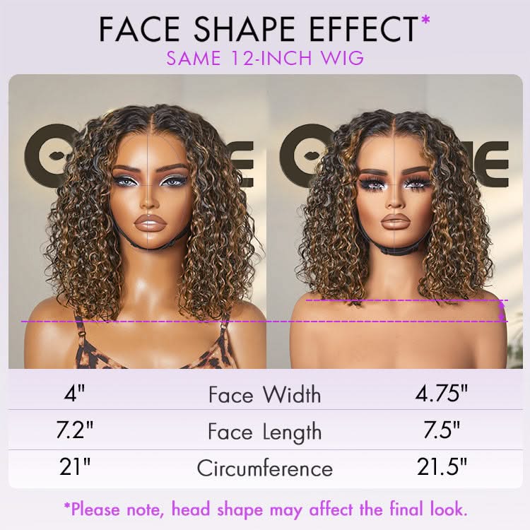 Brown Highlight / Natural Black / Blonde Highlight Deep Curly Glueless 5x5 Closure Pre-Cut Lace Wig - Onime Hair