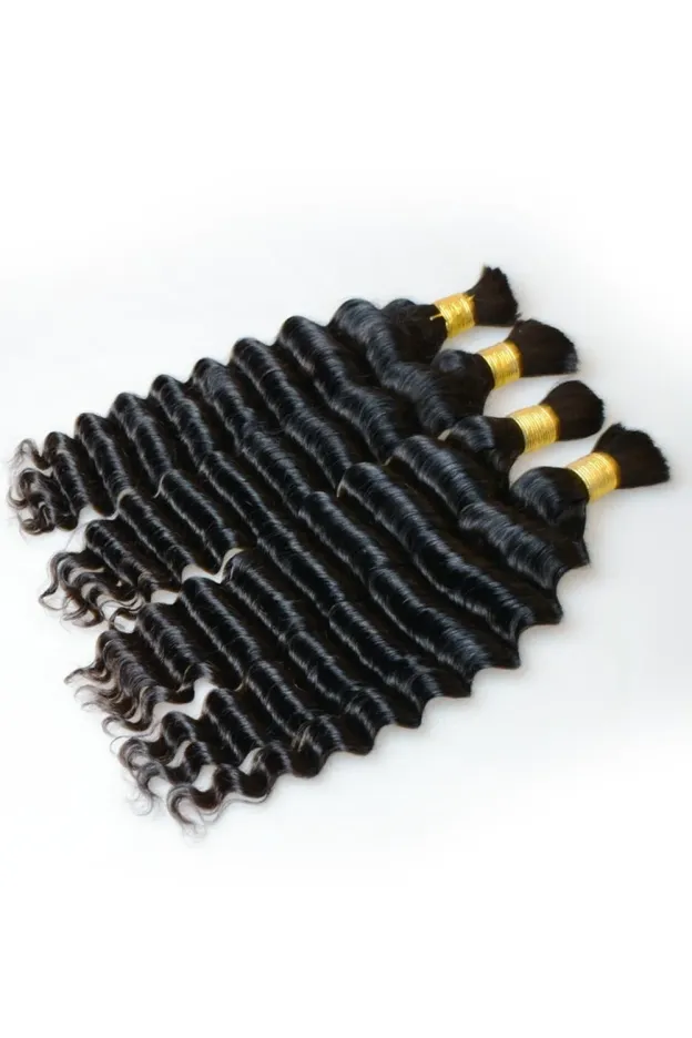 Onimehair Deep Wave Bulk Human Hair For Braiding Natural Black Boho Hair