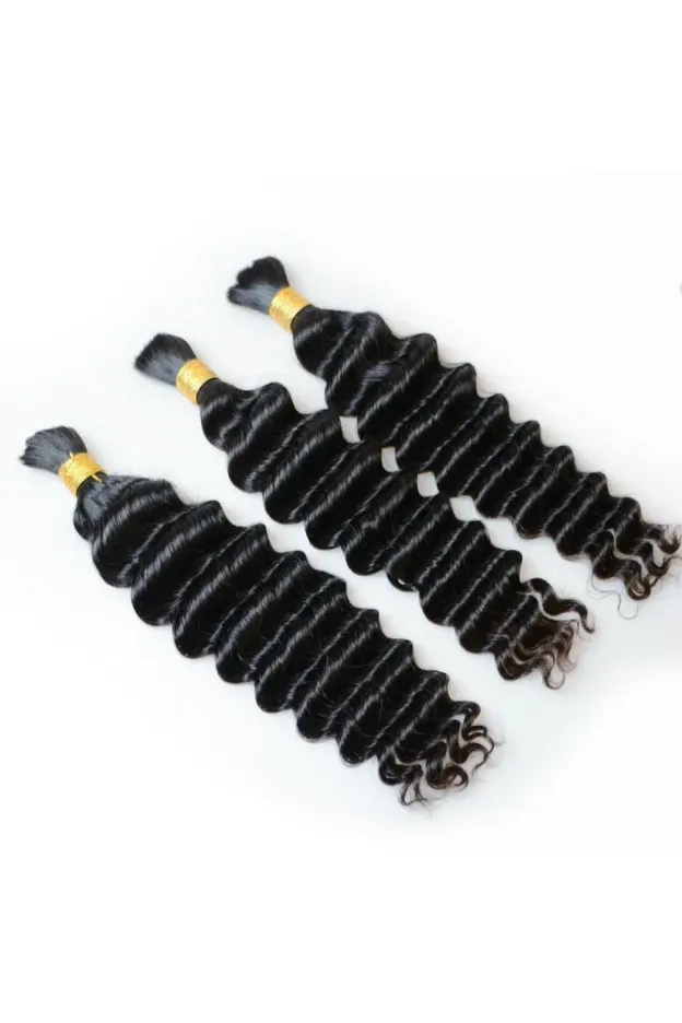 Onimehair Deep Wave Bulk Human Hair For Braiding Natural Black Boho Hair