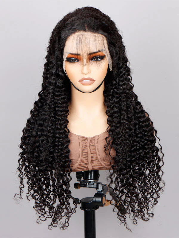 Onime Curly Human Hair Wig Natural Black