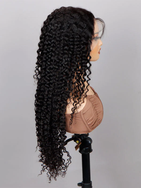 Onime Curly Human Hair Wig Natural Black