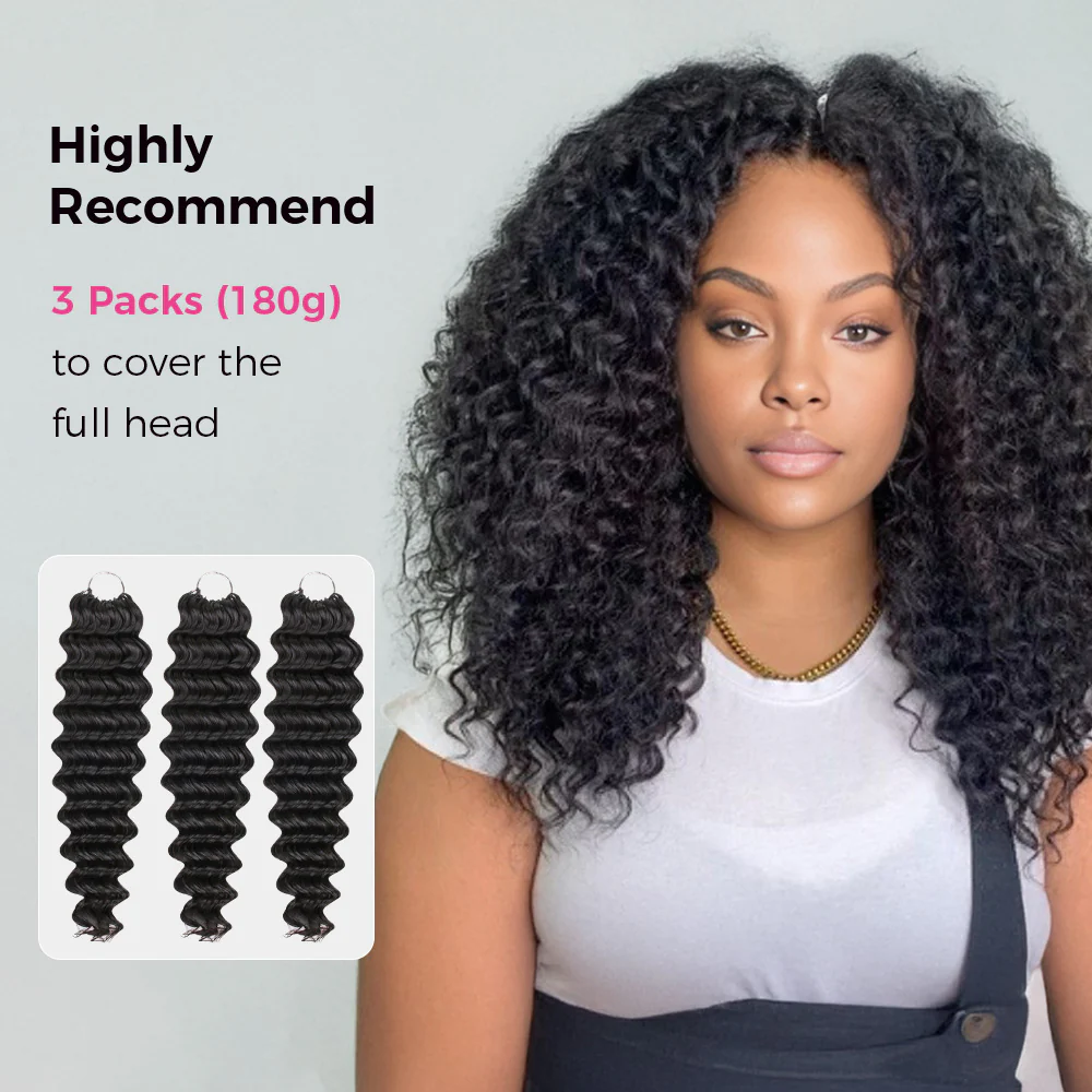 Onime Feather Crochet Hair Extension Deep Wave Virgin Human Hair
