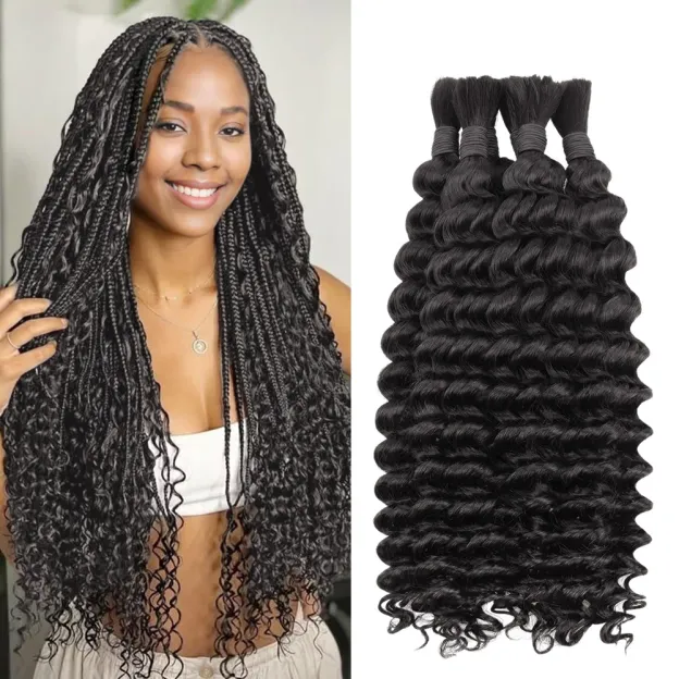 Onime Double Drawn Human Braiding Hair Bulk for Boho Braids Knotless Box Braid