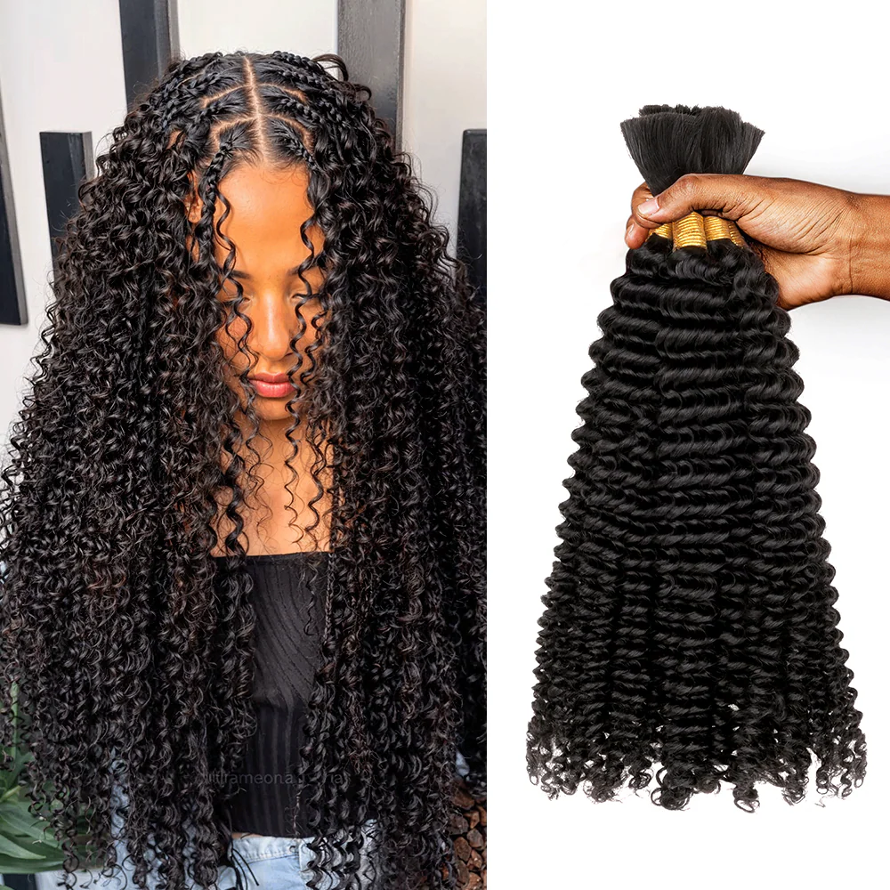Onime Double Drawn Human Braiding Hair Bulk for Boho Braids Knotless Box Braid