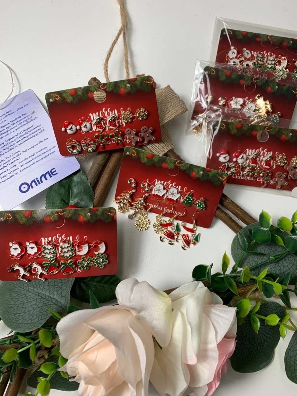 Christmas Earrings 15 Set Pcs - Onime Hair