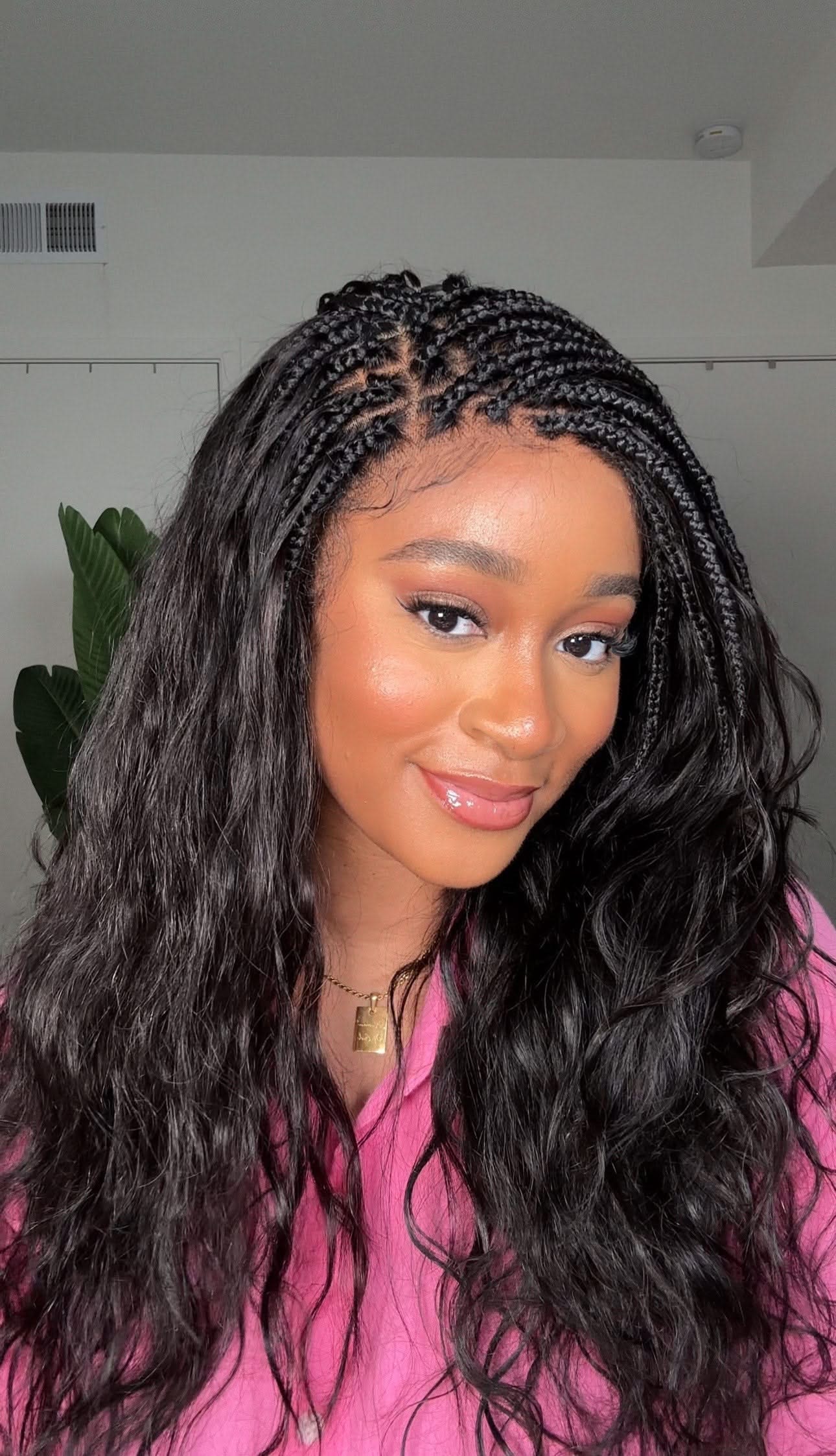 Michelle -  Salon-Style Braided Wig Bora Bora Human Hair Body Wave Pre Bleached Swiss HD Full Lace Boho Box Braids - Onime Hair