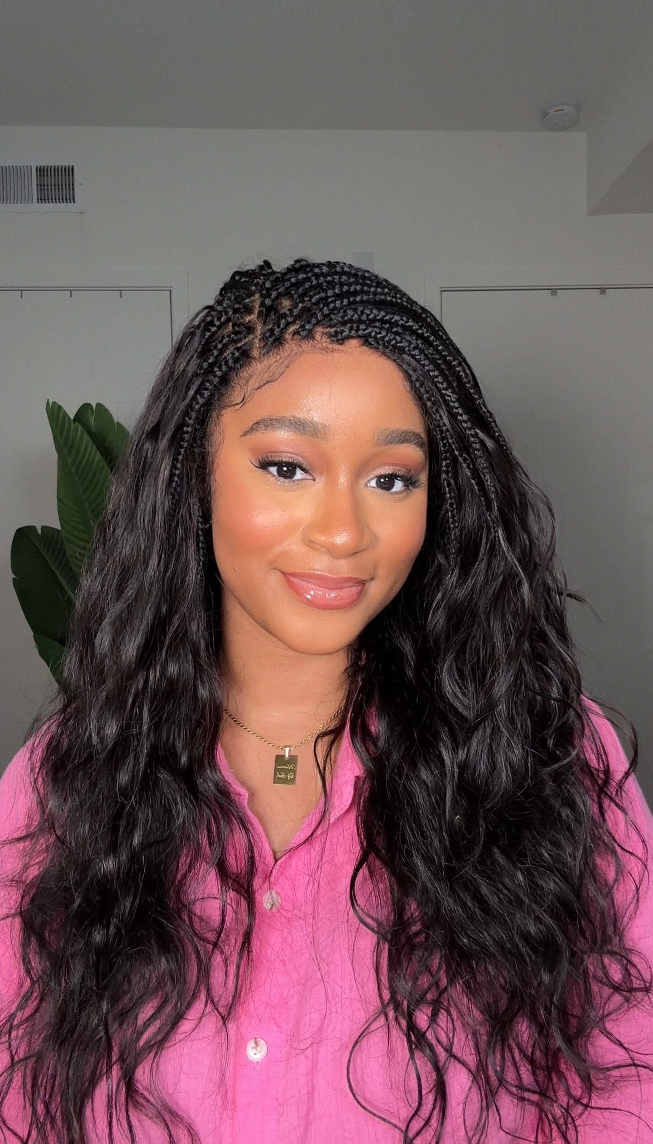 Michelle -  Salon-Style Braided Wig Bora Bora Human Hair Body Wave Pre Bleached Swiss HD Full Lace Boho Box Braids - Onime Hair