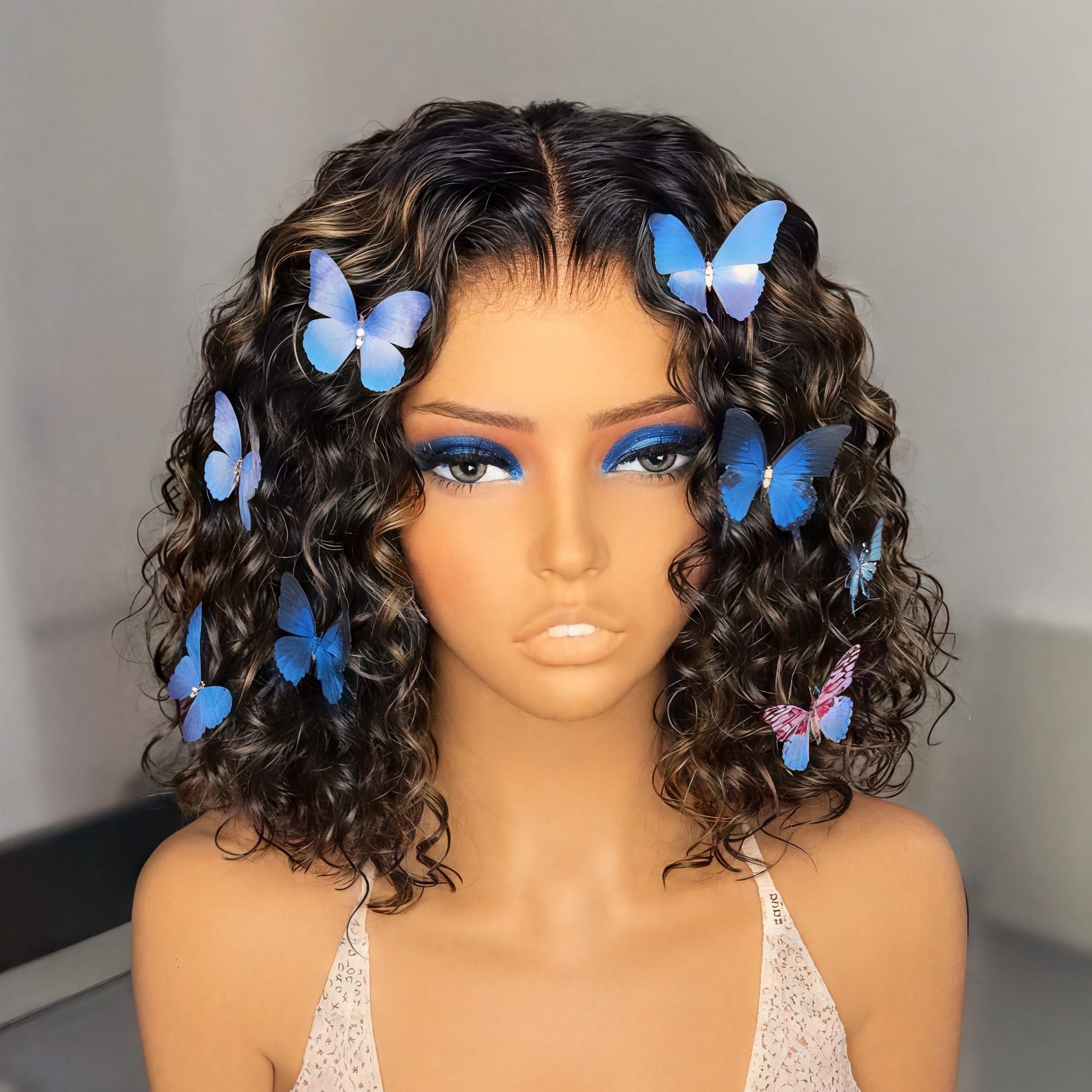 Wet and wavy 5x5 lace closure wig with side part, glueless, human hair, water wave texture, by mysite