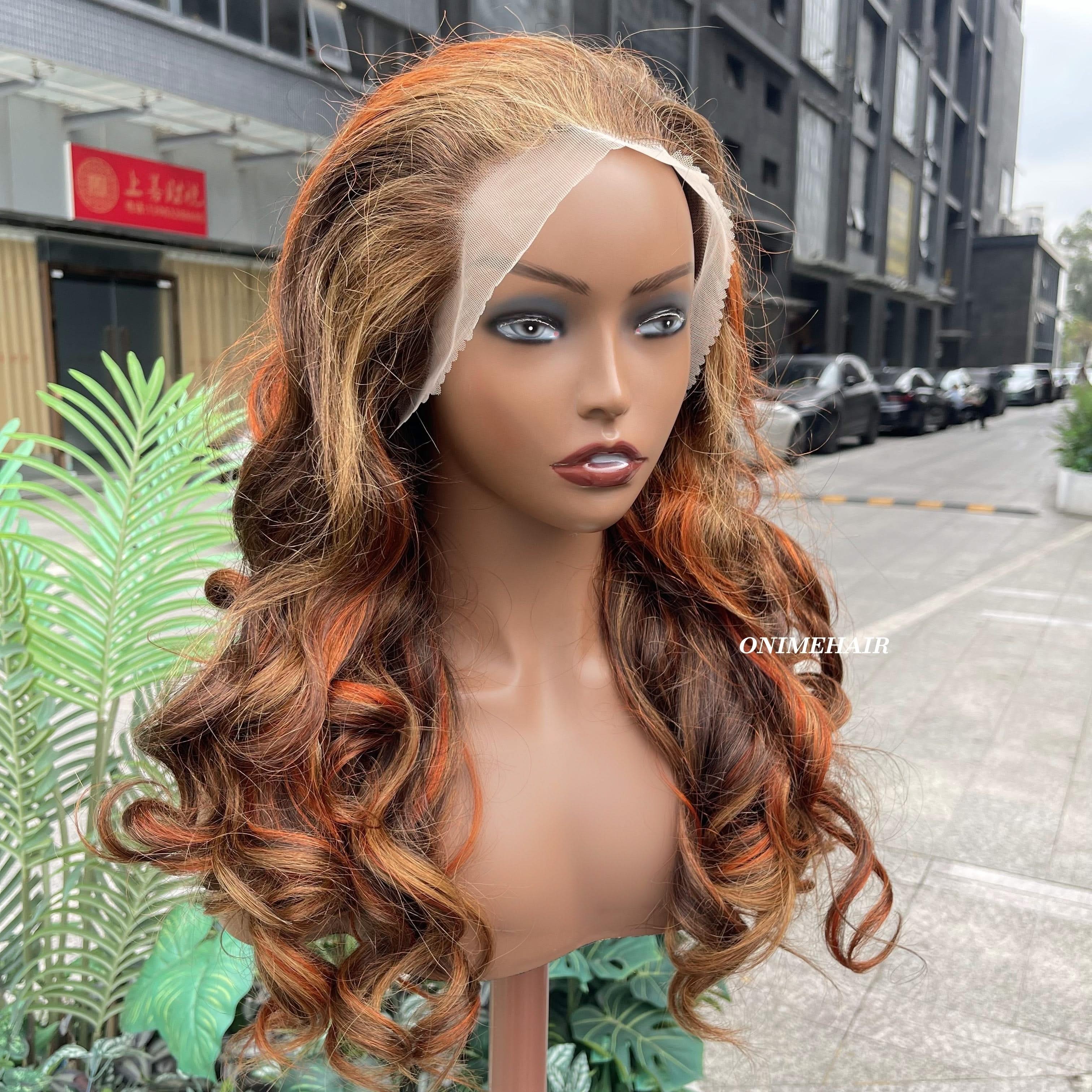 #4/30/350 Rose Wavy Frontal Transparent 13X4  Lace - Onime Hair
