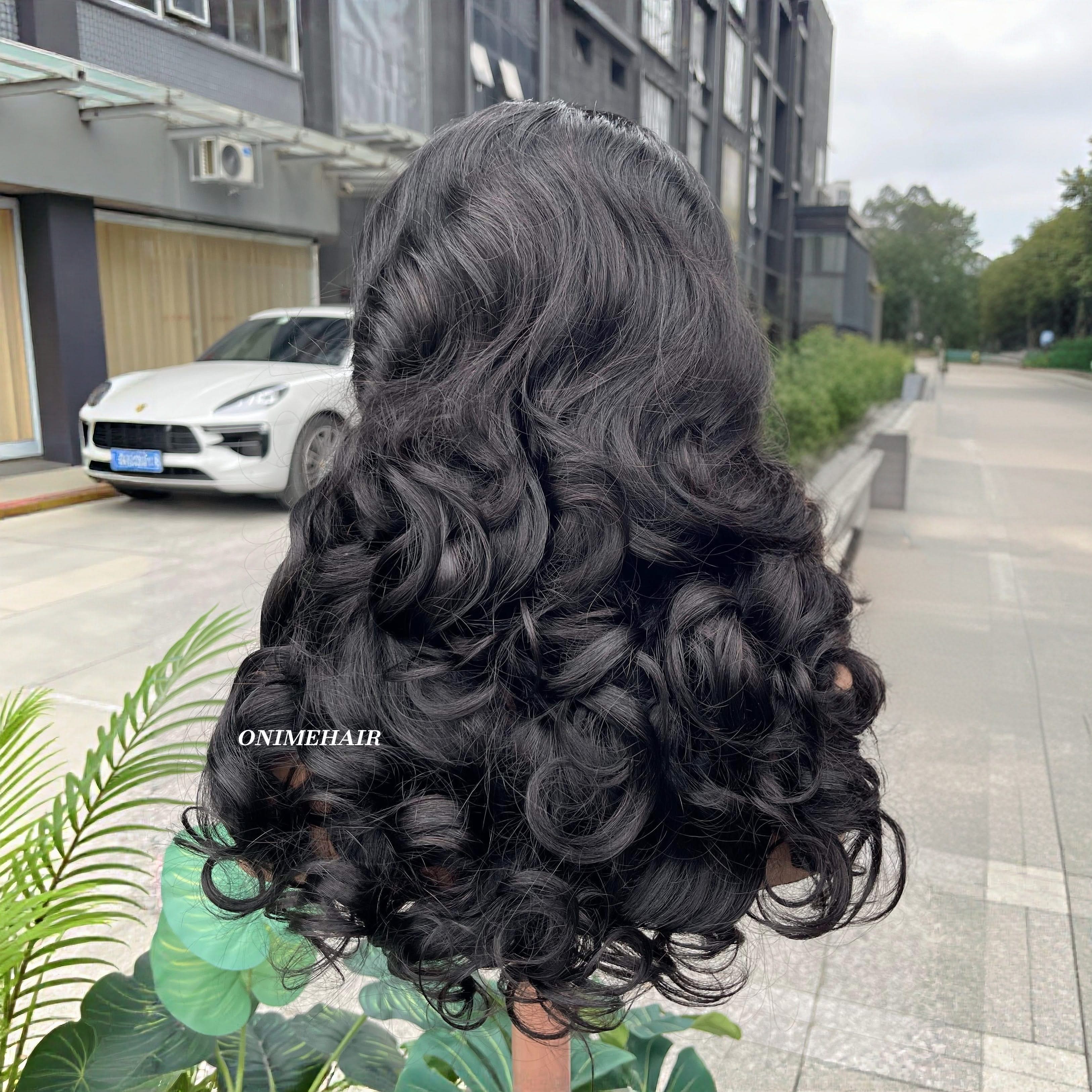 #1B Rose Wavy Frontal Transparent 13X4  Lace - Onime Hair