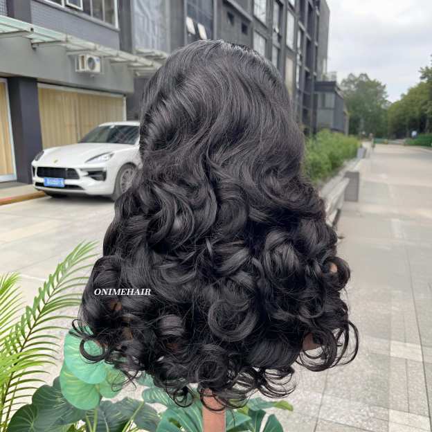 #1B Rose Wavy Frontal Transparent 13X4  Lace - Onime Hair