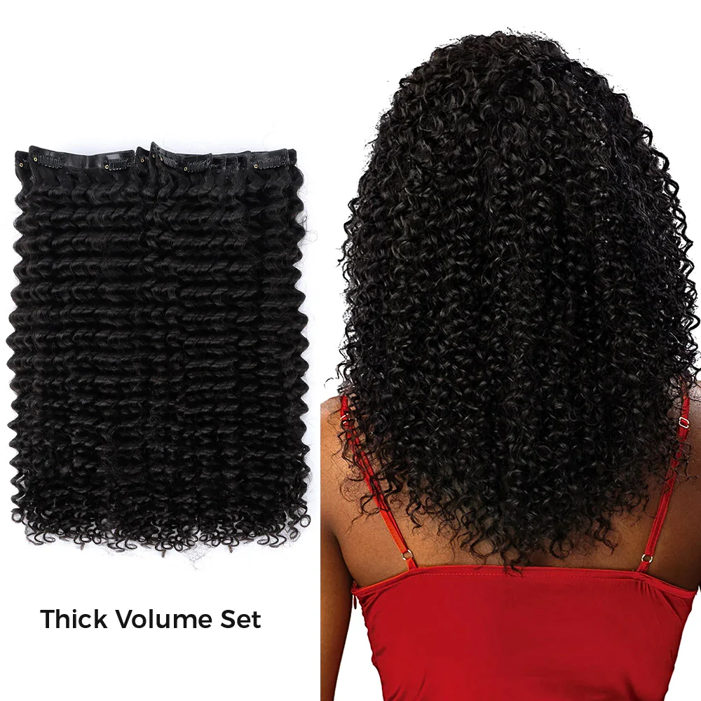 Onime Upgraded Invisi Edge Seamless Clip in Hair Extensions Kinky Curly Human Hair
