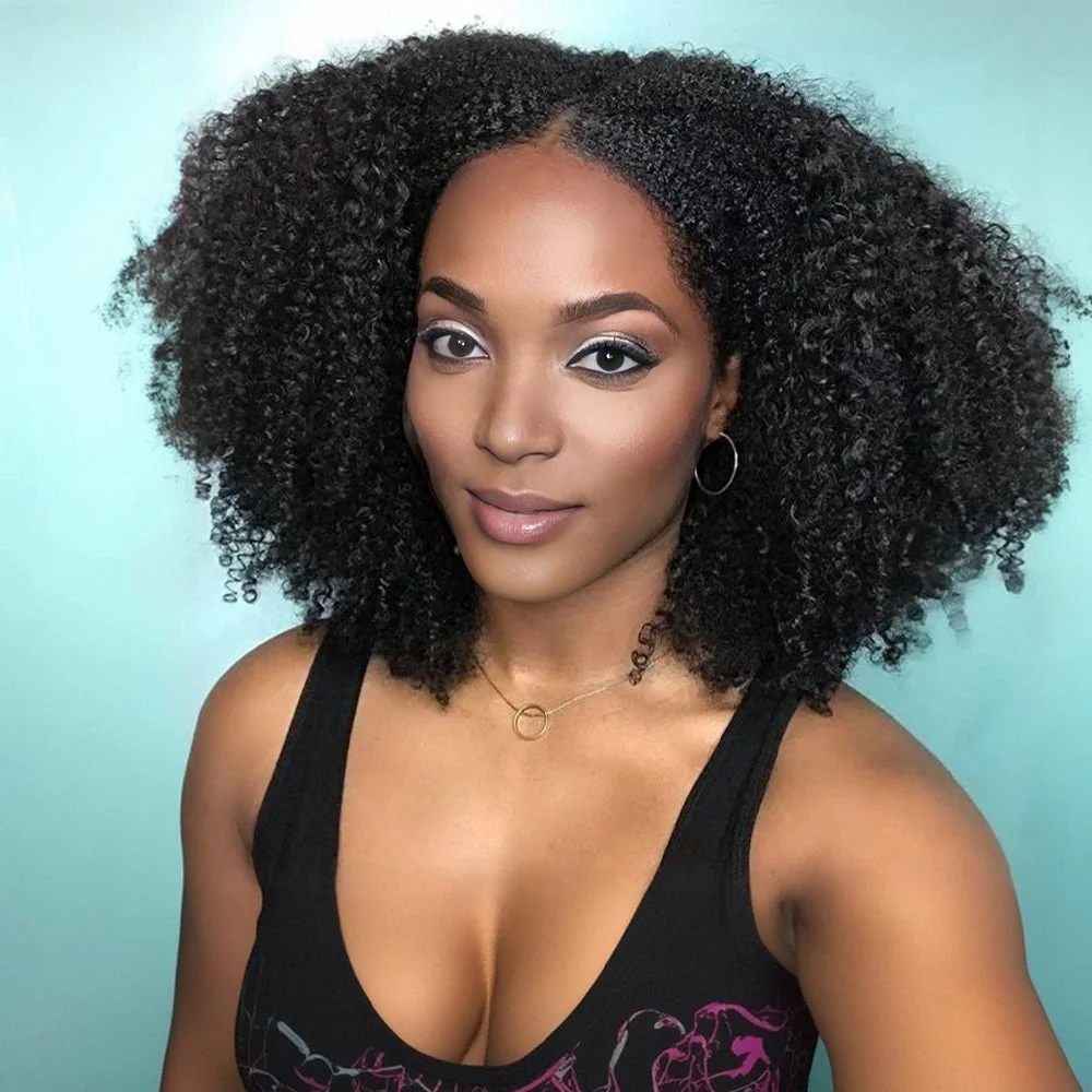 Onime Upgraded Invisi Edge Seamless Clip in Hair Extensions Kinky Curly Human Hair