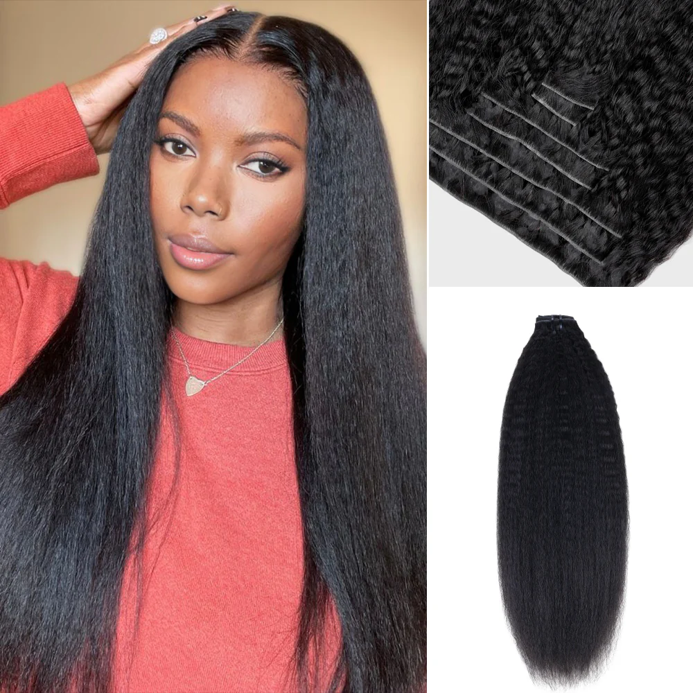 Onime Invisi Edge Seamless Clip in Hair Extensions Kinky Straight Real Human Hair