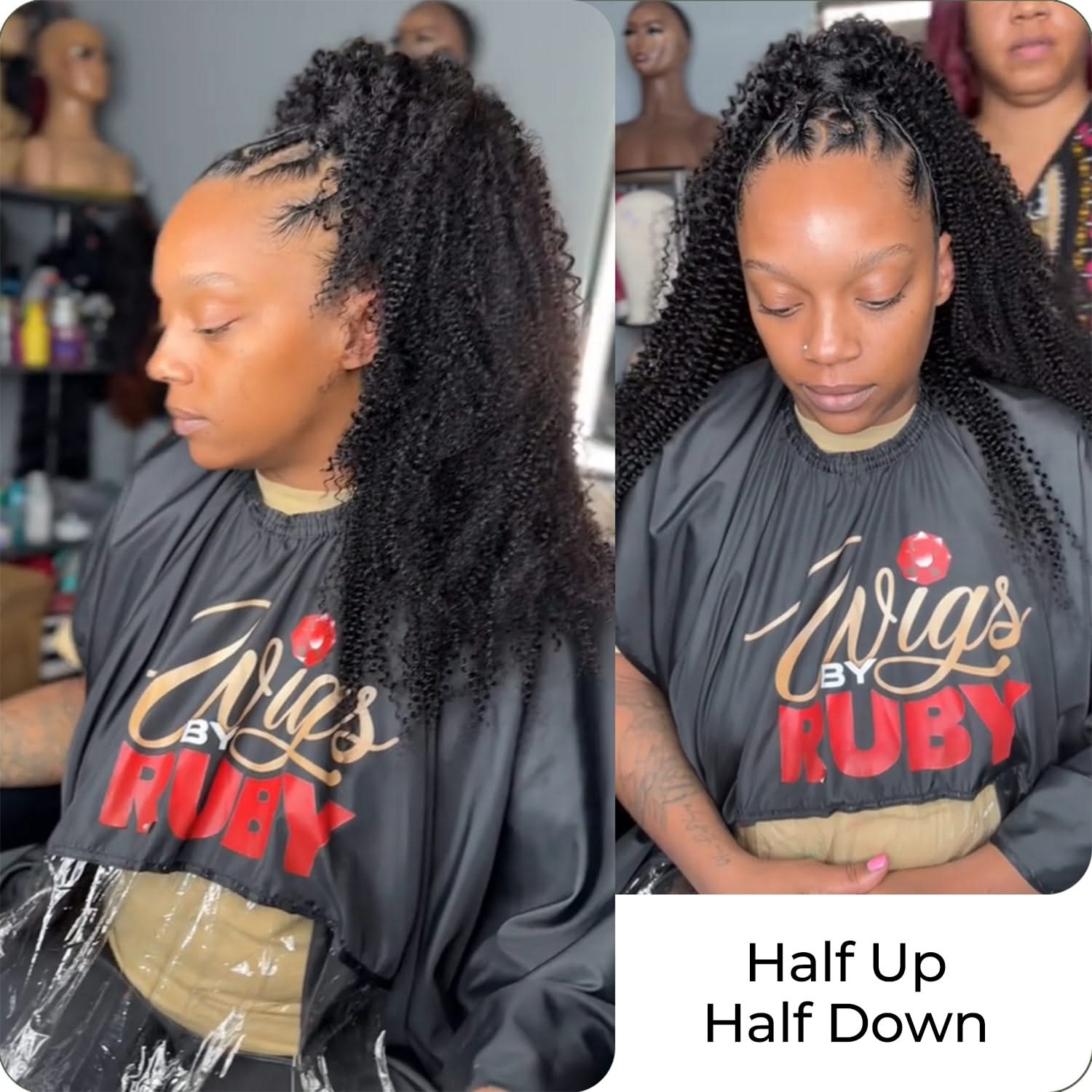 Natural black 4C-friendly kinky curly hair bundles, tight springy curls in lengths from 12 to 28 inches.