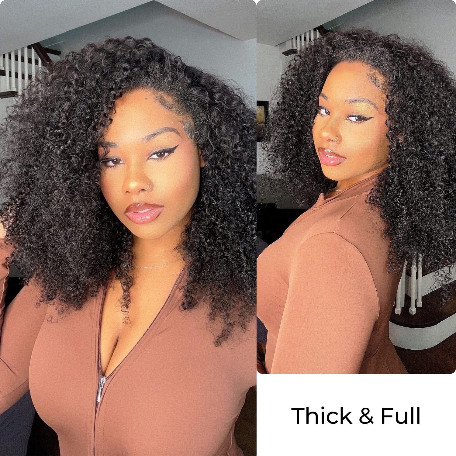 Natural black 4C-friendly kinky curly hair bundles with tight, springy curls, available in 12–28 inches.