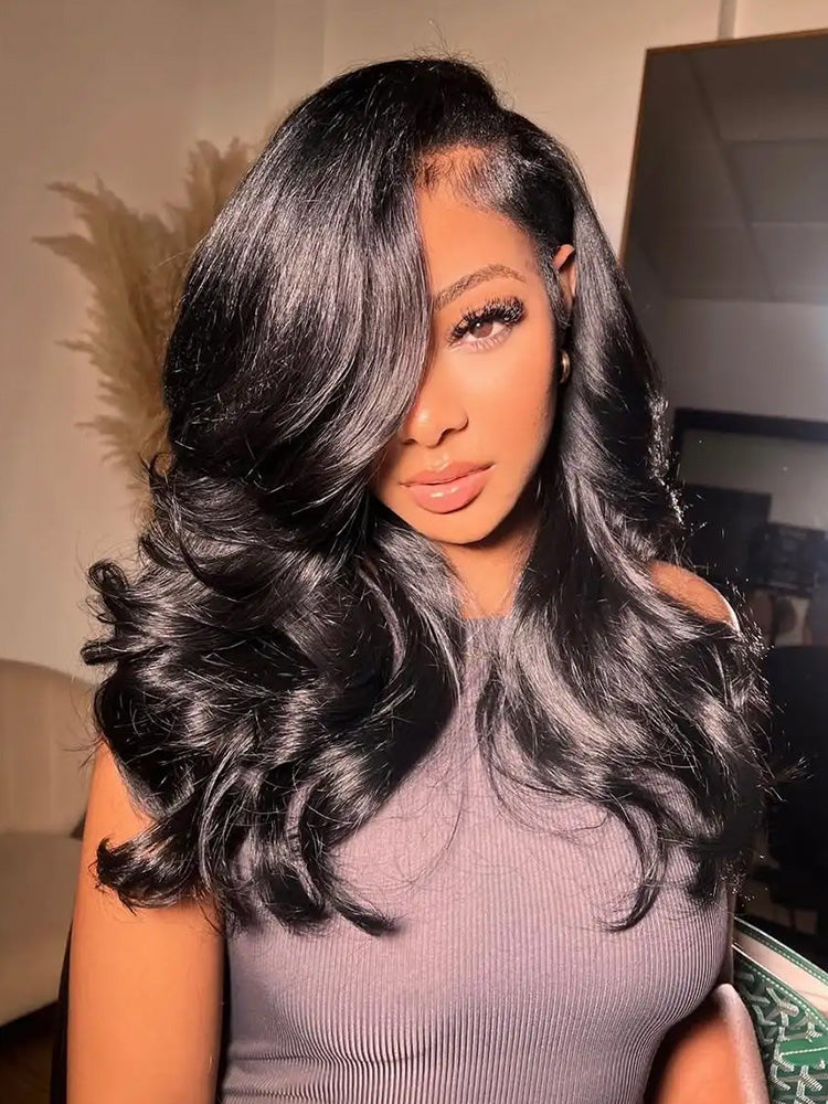 Onimehair™ 250% Density C Part Body Wave Wear Go Glueless Layer Cut Wig With Baby Hair