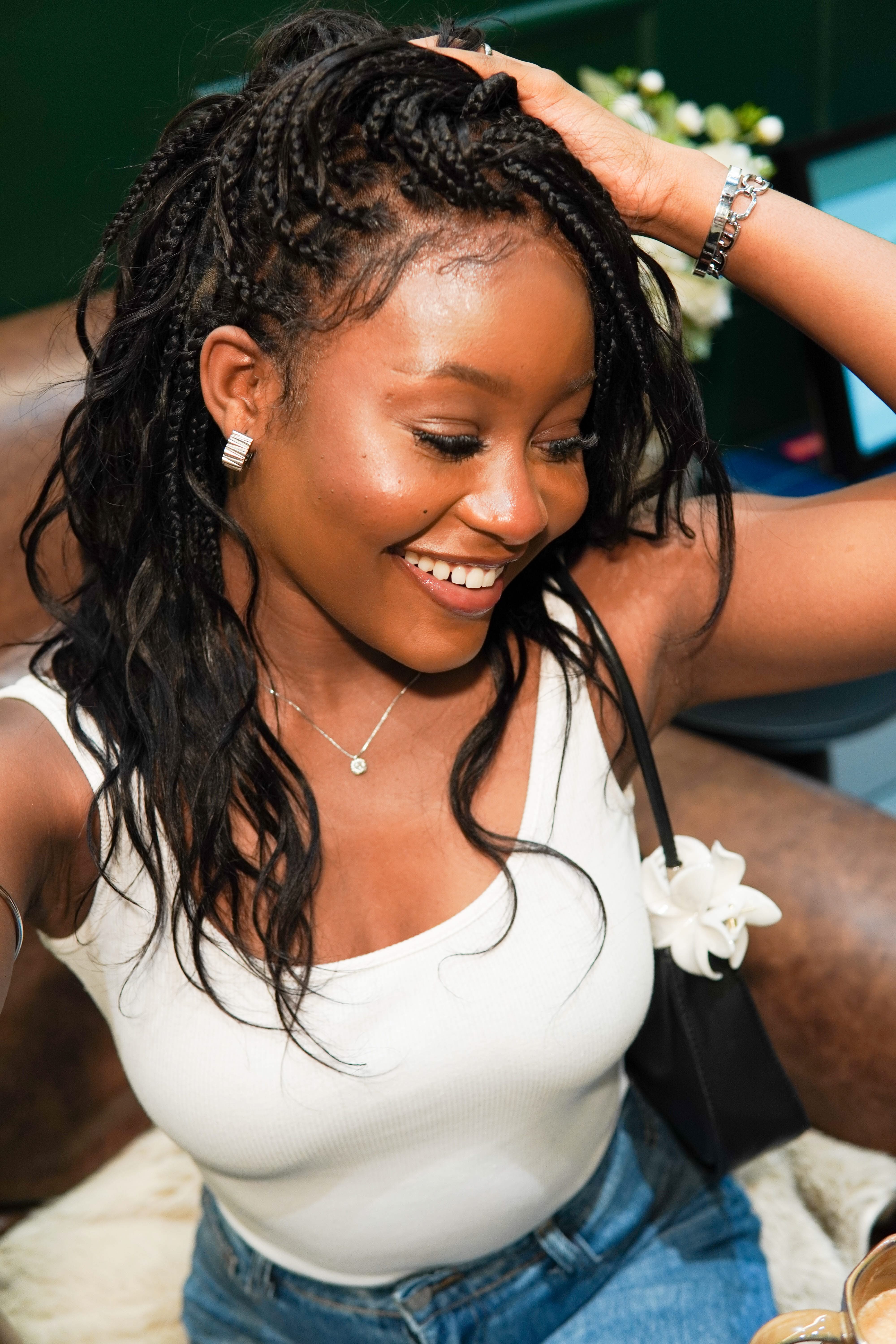 Michelle -  Salon-Style Braided Wig Bora Bora Human Hair Body Wave Pre Bleached Swiss HD Full Lace Boho Box Braids - Onime Hair