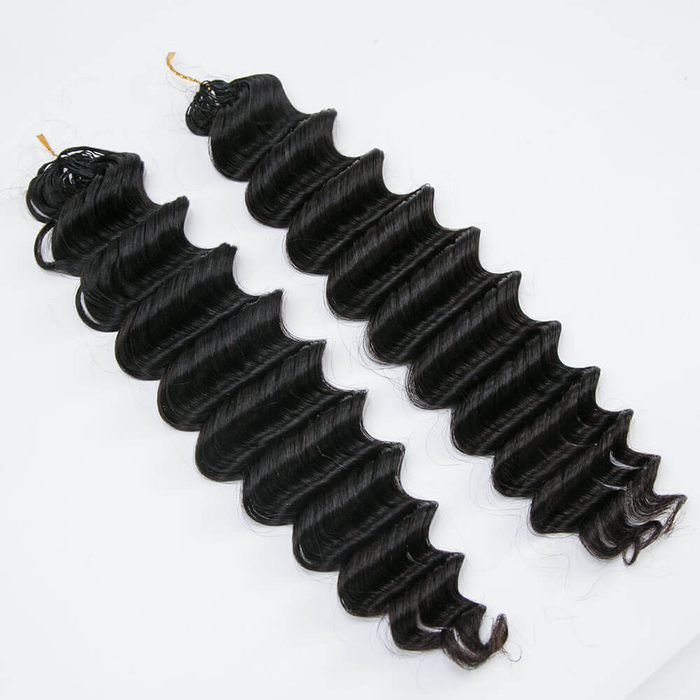 Raw Loose Deep Wave Human Crochet Hair Extensions 100% Real Hair For Crochet Locs Natural Color