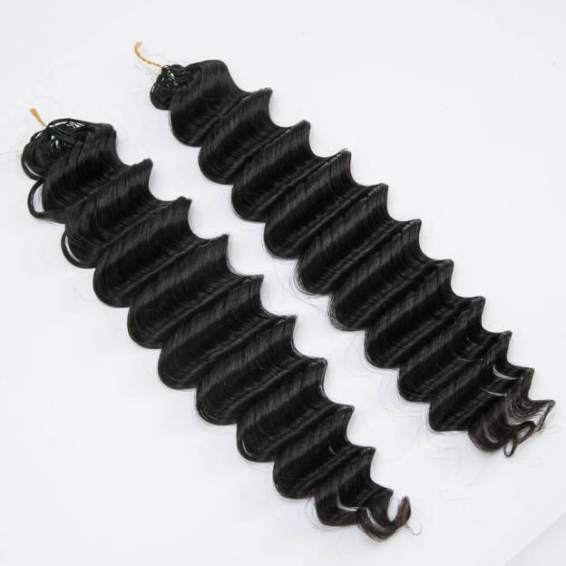 Raw Loose Deep Wave Human Crochet Hair Extensions 100% Real Hair For Crochet Locs Natural Color