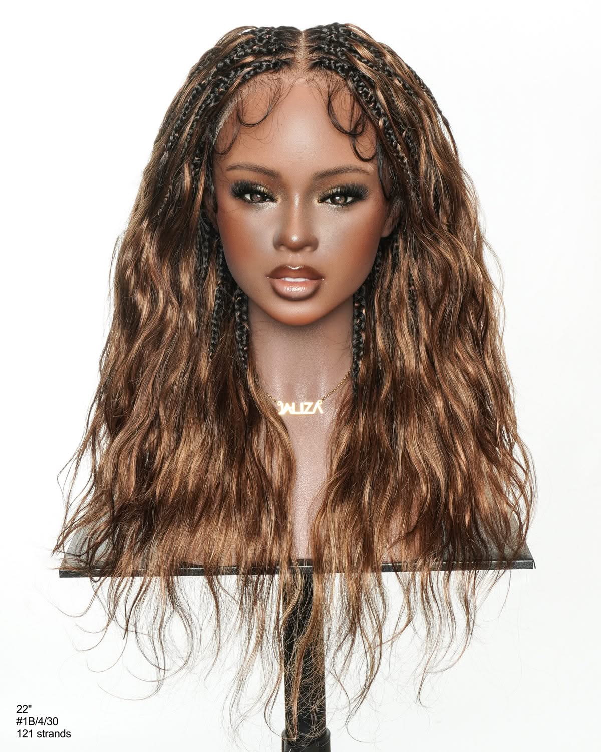 Michelle -  Salon-Style Braided Wig Bora Bora Human Hair Body Wave Pre Bleached Swiss HD Full Lace Boho Box Braids - Onime Hair