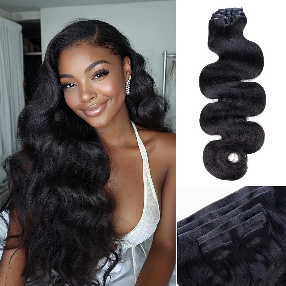 Onime Super Natural Invisi Edge Seamless Clip in Hair Extensions Body Wave Real Human Hair