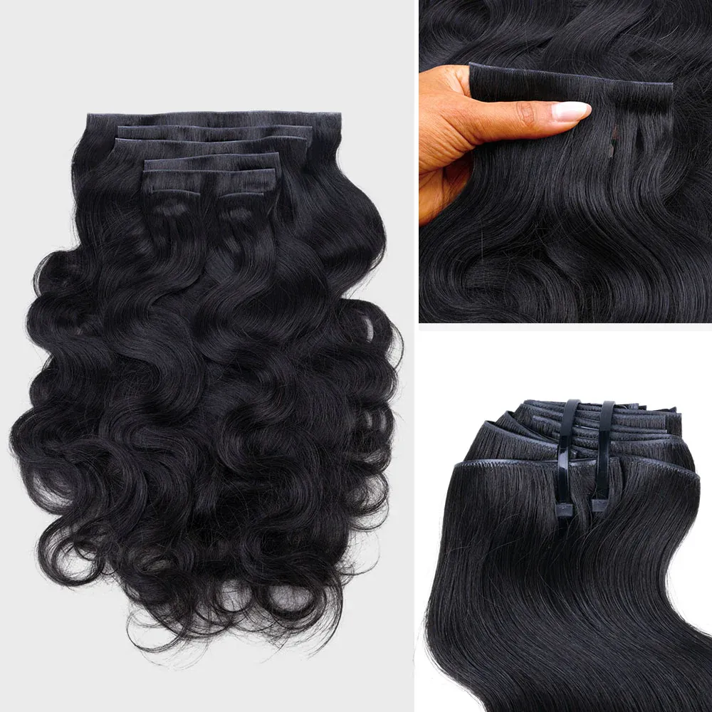 Onime Super Natural Invisi Edge Seamless Clip in Hair Extensions Body Wave Real Human Hair