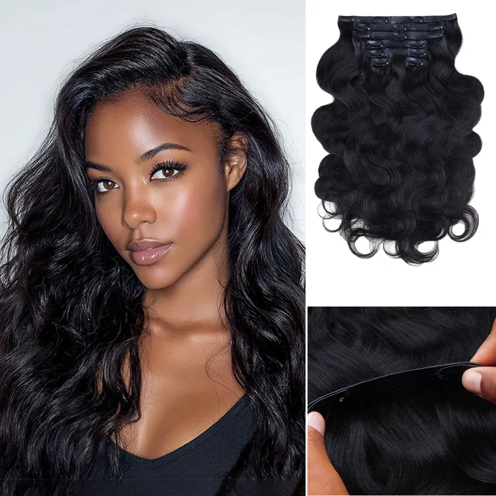 Onime Super Natural Seamless Clip in Hair Extensions Kinky Curly Real Human Hair