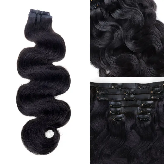 Onime Super Natural Seamless Clip in Hair Extensions Body Wave Real Human Hair