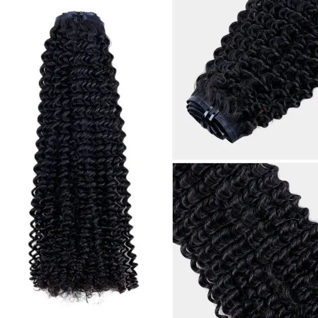 Onime Super Natural Seamless Clip in Hair Extensions Kinky Curly Real Human Hair 