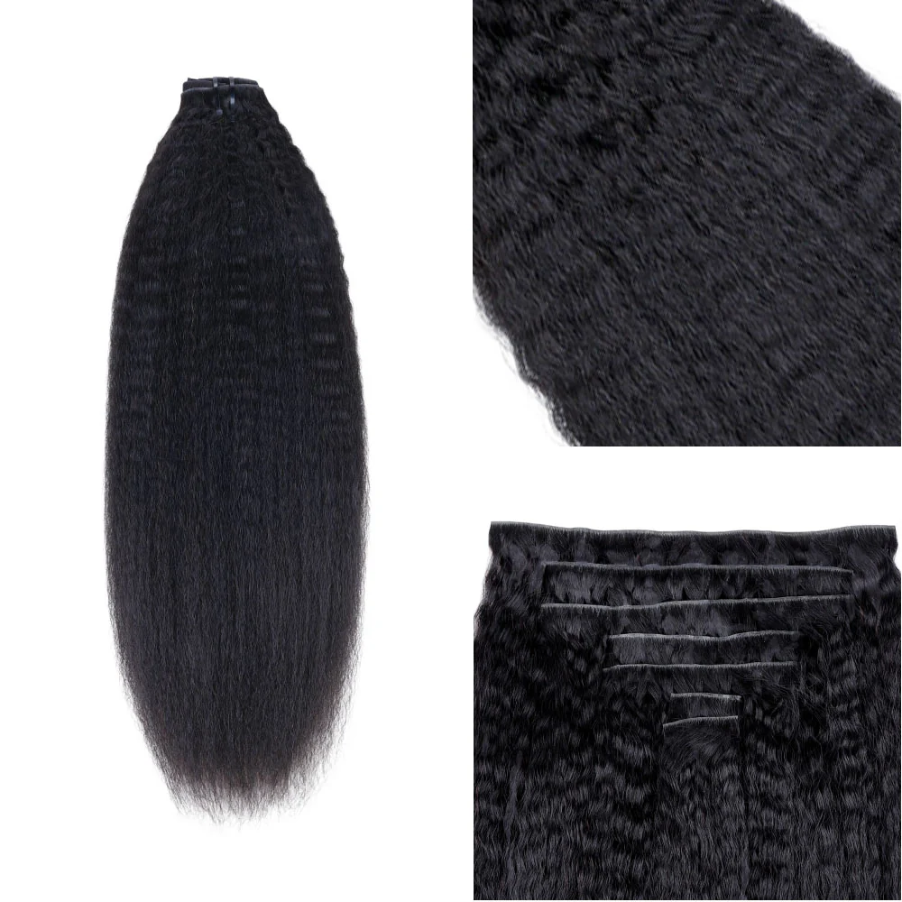 Onime Super Natural Invisi Edge Seamless Clip in Hair Extensions Kinky Straight Real Human Hair