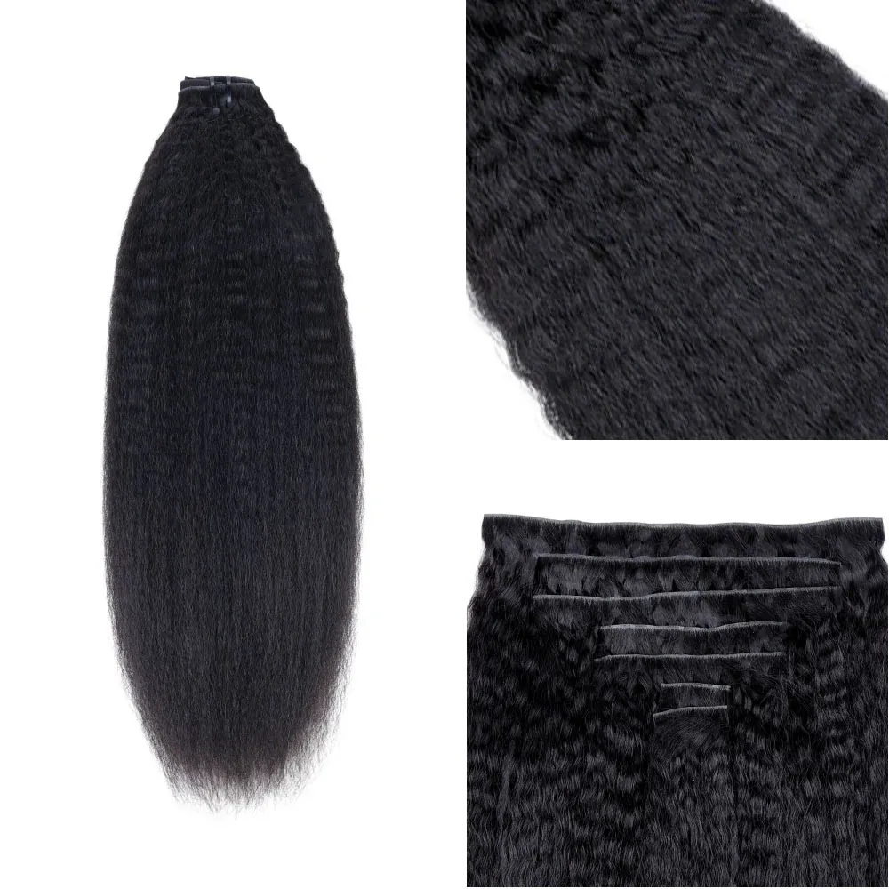 Onime Super Natural Invisi Edge Seamless Clip in Hair Extensions Kinky Straight Real Human Hair
