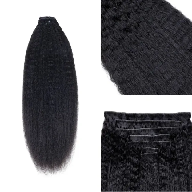 Onime Super Natural Invisi Edge Seamless Clip in Hair Extensions Kinky Straight Real Human Hair