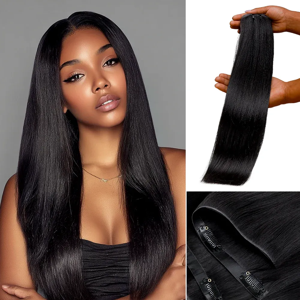 Onime Super Natural Invisi Edge Seamless Clip in Hair Extensions Silky Straight Real Human Hair