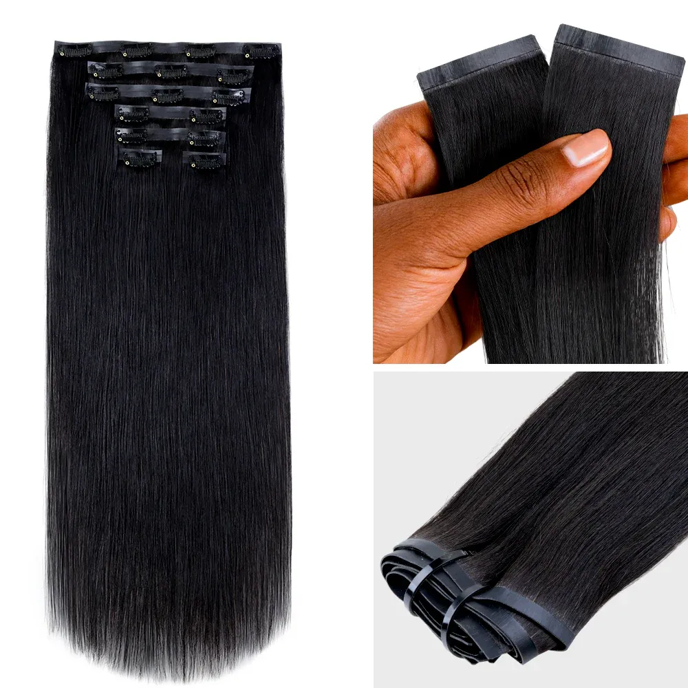 Onime Super Natural Seamless Clip in Hair Extensions Silky Straight Real Human Hair