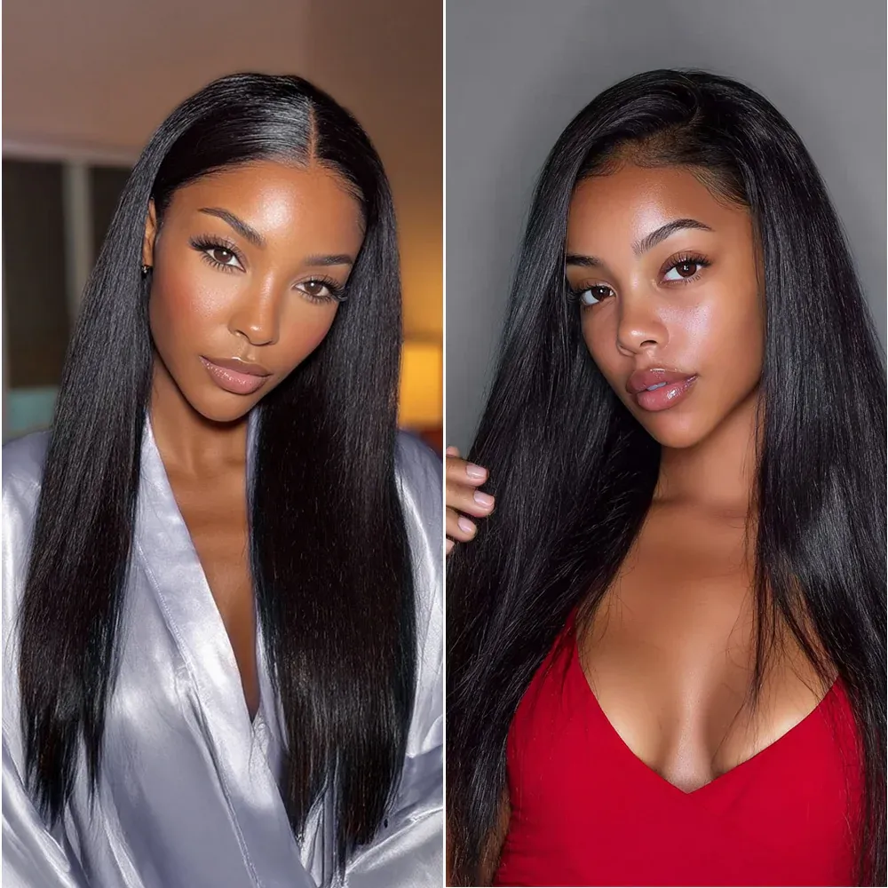 Onime Super Natural Seamless Clip in Hair Extensions Yaki Straight Real Human Hair
