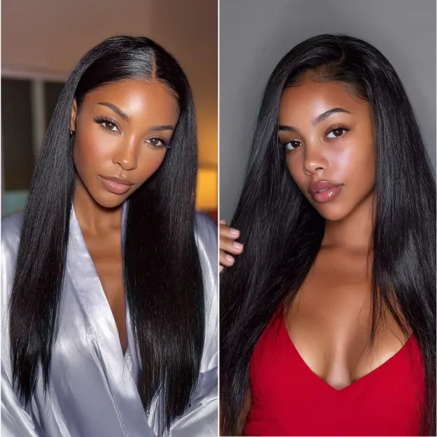 Onime Super Natural Seamless Clip in Hair Extensions Yaki Straight Real Human Hair