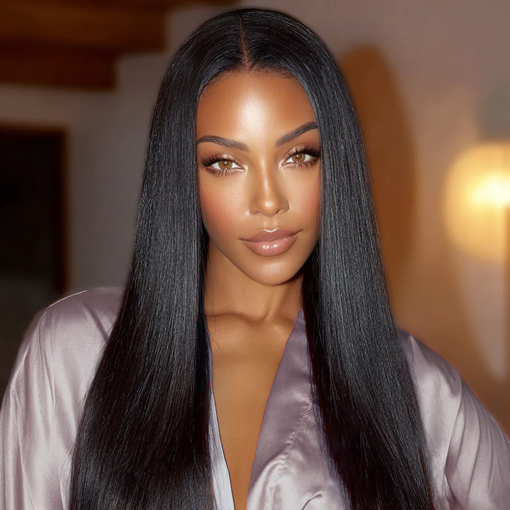 Onime Super Natural Seamless Clip in Hair Extensions Yaki Straight Real Human Hair