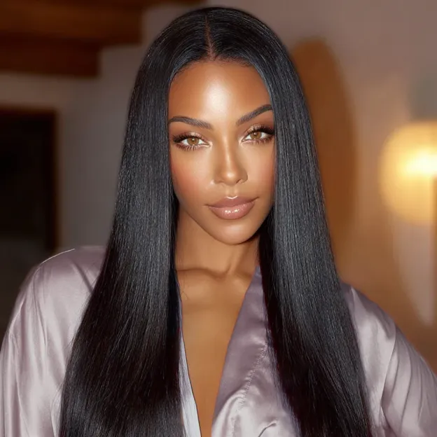 Onime Super Natural Seamless Clip in Hair Extensions Yaki Straight Real Human Hair