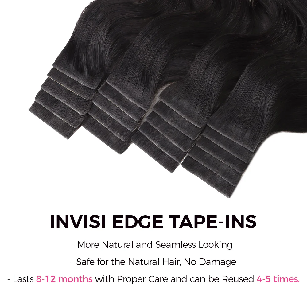 Onime Invisi Edge Seamless Tape in Hair Extensions Body Wave Virgin Human Hair