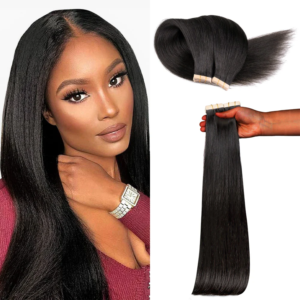Onime Seamless Tape in Hair Extensions Yaki Straight Virgin Human Hair